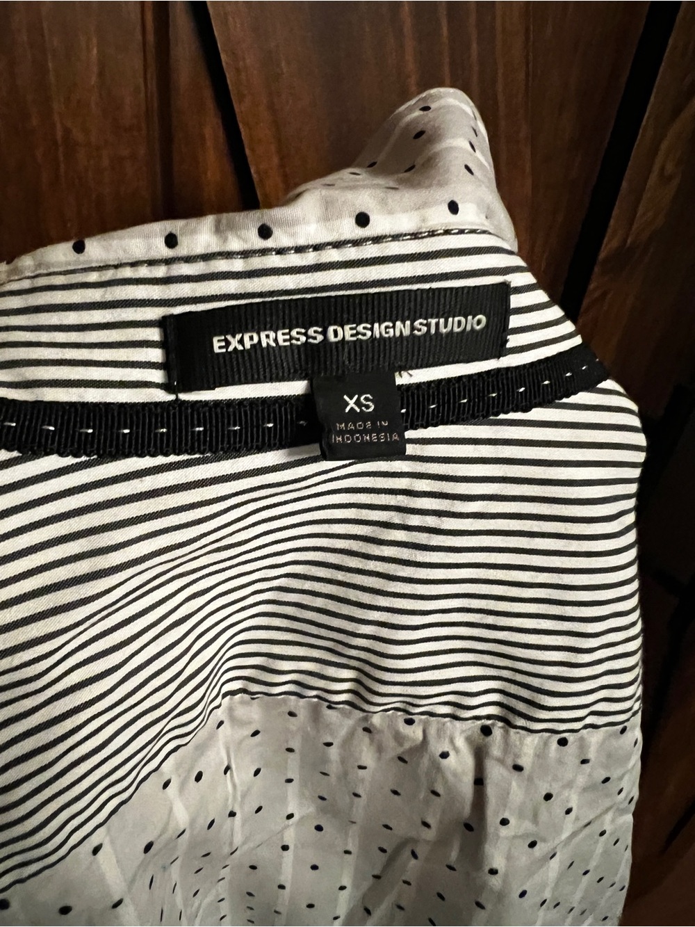 Express Black and White Striped & Polka Dot Blouse - Picture 8 of 9